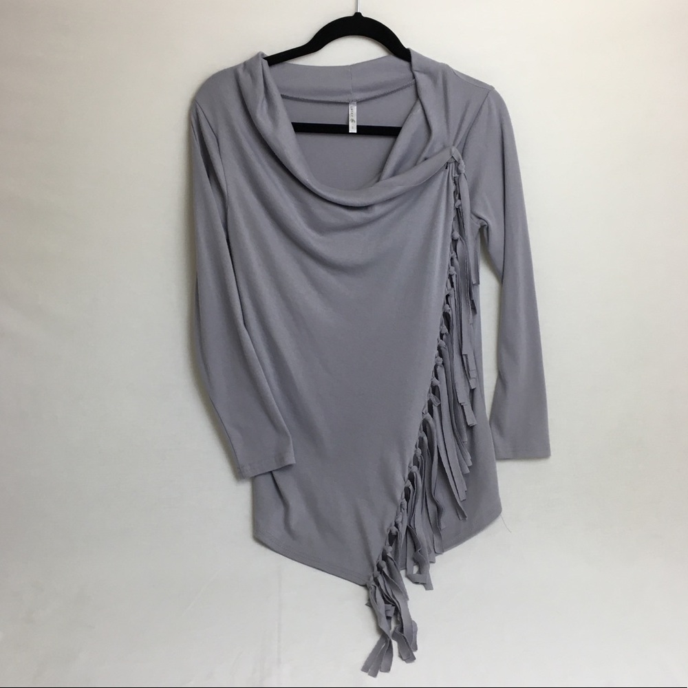 📦 Lucky | Asymmetrical Fringe Wrap Blouse - Picture 3 of 8